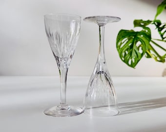 Dos copas de jerez Stuart Crystal Lichfield, par de cristalería vintage