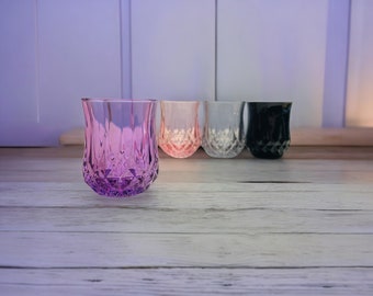 Vasos de chupito vintage Crystal D’Arques Longchamp: cristalería retro colorida