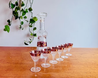 Juego de decantador italiano clásico de los años 60: una llamativa decoración de mediados de siglo para recibir invitados.