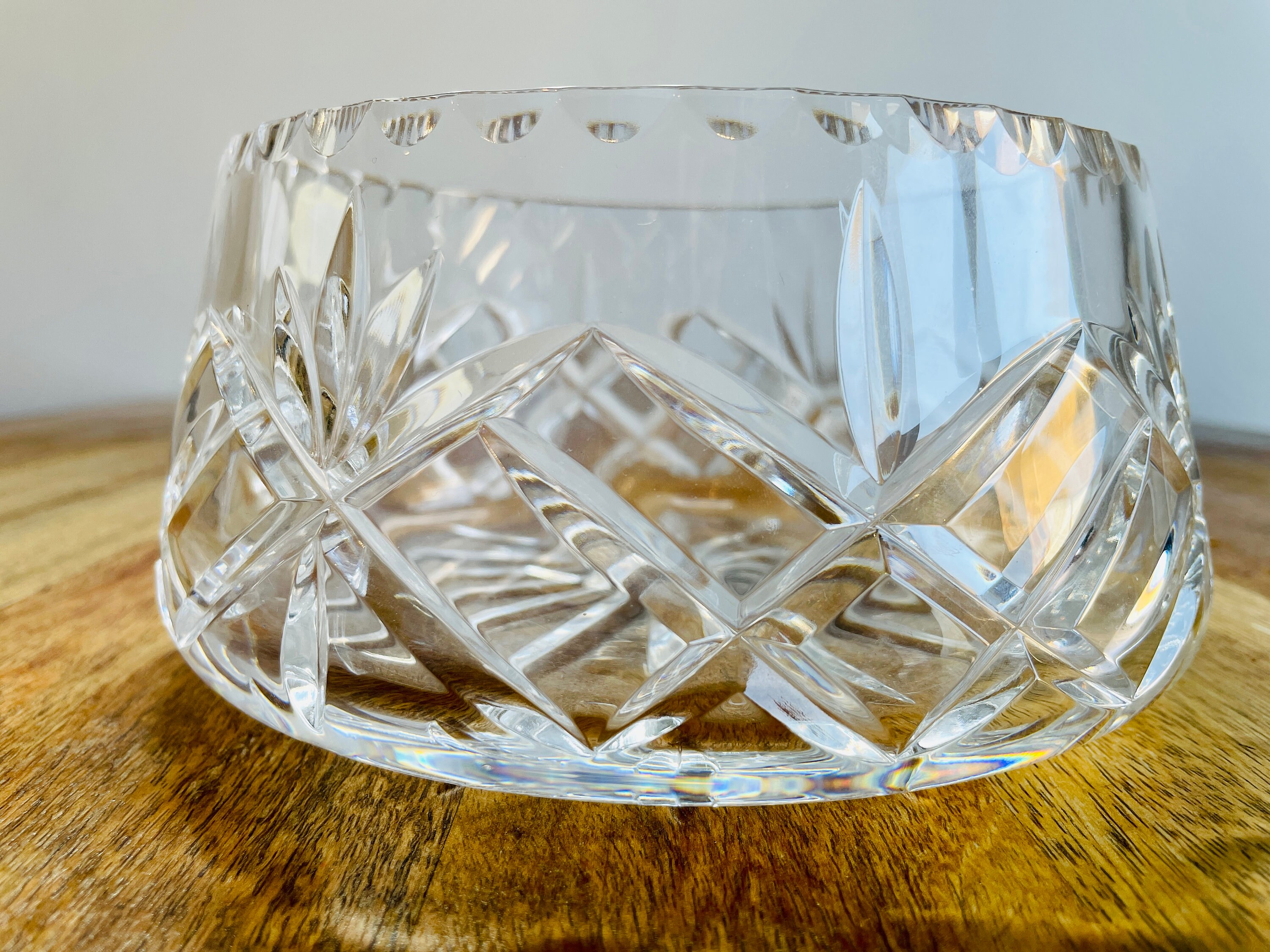 Vintage Bohemia Crystal Bowl, Large Lead Crystal Serving Bowl, Clear