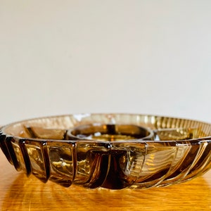 Mid Century Smoked Glass Serving Dish With Five Compartments image 6