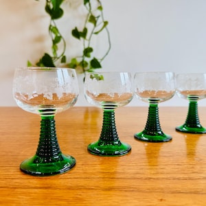 German green stem wine glasses - Etsy 日本