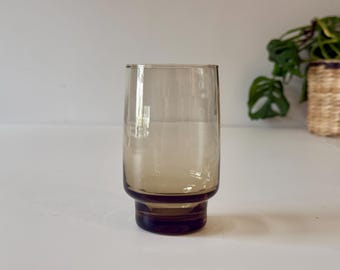 Vasos de agua Libbey Tawny Accent de mediados de siglo - Artículos de bar vintage de vidrio ahumado de la década de 1970