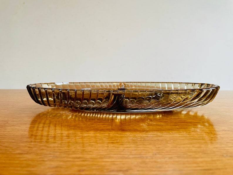 Mid Century Smoked Glass Serving Dish With Five Compartments image 3