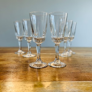 Vintage French Celebration Glass Set - 6 Arcoroc Sherry Glasses from the 1980s