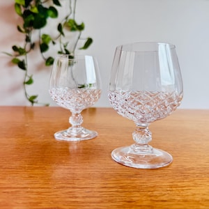 Set Of Two Vintage Longchamp Crystal D’Arques Brandy Snifters, Vintage French Crystal
