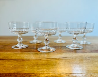Set of Six Vintage Luminarc Champagne Coupes Dessert Bowls, Vintage French Glassware, Rare Barware, c1980s Kitchenware