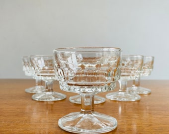 Set of Six Rare Vintage Small Fidenza Coupes, Small Vintage Italian Liqueur Glasses, Rare Vintage Shot Glasses