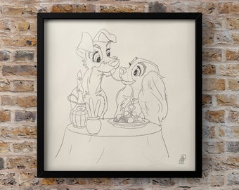 Disney Art Print, Disney Decor Sketch, Disney Bedroom Decor, New Baby Gift, Nursery Wall Art, Disney Gifts, Disney Art, Lion King art, Bambi