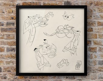 Disney Art Print, Disney Decor Sketch, Disney Bedroom Decor, New Baby Gift, Nursery Wall Art, Disney Gifts, Disney Art, Lion King art, Bambi