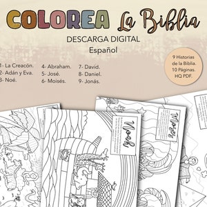 SPANISCHE Malvorlagen aus den alttestamentlichen Büchern der Bibel – Colorea la Bible en ESPAÑOL – Sonntagsschulaktivität – Sofortiger Download