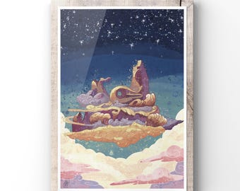 Kids Room Wall Art - Children Illustration - Nursery Fantasy Decor - Storybook Fantasy Print - Baby Shower gift - Housewarming Gift- Disney