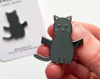 Cat Bat Pin, Halloween Pins, Cute Pins, Cat Pins, Halloween Gifts, October Pins, Cute Halloween, Halloween Cat, Cat Bat, Gifts For Her