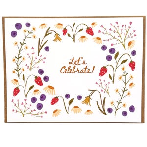 Blüten & Beeren Feierkarte, Verlobungskarte, Hochzeitskarte, Glückwunschkarte, Geburtstagskarte, Florale Glückwunschkarte
