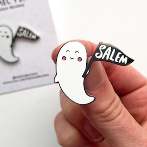 Salem Ghost Enamel Pin, Salem MA, Salem Pins, Salem Gifts, Salem Massachusetts, Ghost Pins, Enamel Pins, Halloween Gifts, Salem