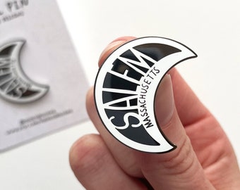 Salem Moon Enamel Pin, Salem MA, Salem Pins, Salem Gifts, Salem Massachusetts, Moon Pins, Enamel Pins, Halloween Gifts