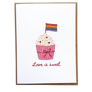 L'amore è dolce, biglietto LGBTQ, biglietti di San Valentino, biglietti di anniversario, biglietto romantico, biglietto di amicizia