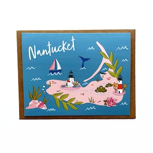 Carte de carte de Nantucket, cartes de Nantucket, cadeaux de Nantucket, mariage de Nantucket, Nantucket, cartes de la Nouvelle-Angleterre, Cape Cod, Nantucket