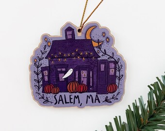 Ocean Ave Salem Ornament, Salem Ornaments, Salem Massachusetts, Salem Gifts, Salem Christmas, Halloween Ornaments, Ghost Ornaments