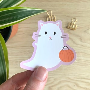 Cat Ghost Sticker, Halloween Stickers, Ghost Stickers, Cat Stickers, Cat Halloween, Fall Stickers, Cat Lover Gift, Cat gifts