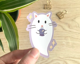 Cat Ghost Sticker, Halloween Stickers, Ghost Stickers, Cat Stickers, Cat Halloween, Fall Stickers, Bullet Journal, Fall Stickers