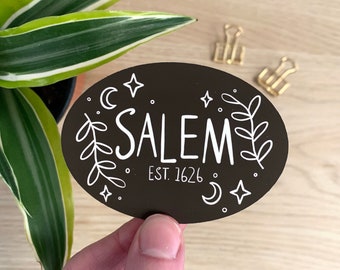 Salem Sticker, Salem MA, Halloween Stickers, Fall Stickers, Witchy City, Salem Massachusetts, Moon Stickers, Halloween Stickers, Salem