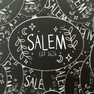 Salem Sticker, Salem MA, Halloween Stickers, Fall Stickers, Witchy City, Salem Massachusetts, Moon Stickers, Halloween Stickers, Salem image 1