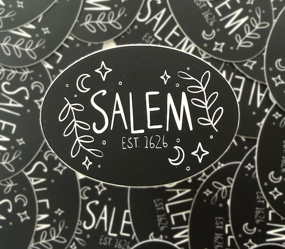 Salem Sticker, Salem MA, Halloween Stickers, Fall Stickers, Witchy City, Salem Massachusetts, Moon Stickers, Halloween Stickers, Salem