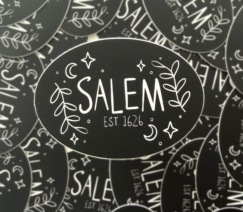 Salem Sticker, Salem MA, Halloween Stickers, Fall Stickers, Witchy City, Salem Massachusetts, Moon Stickers, Halloween Stickers, Salem image 1