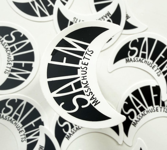 Salem Moon Sticker, Salem MA, Halloween Stickers, Fall Stickers, Witchy City, Salem Massachusetts, Moon Stickers, Halloween Stickers, Salem