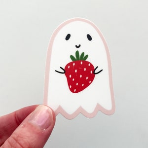 Strawberry Ghost Sticker, Ghost Stickers, Halloween Stickers, Fall Stickers, Cute Halloween Stickers, Strawberry Stickers, Ghost Stickers