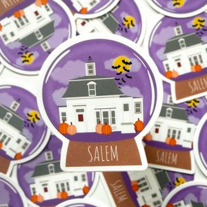 Pegatinas de Salem, pegatinas de Halloween, pegatinas de otoño, Salem Massachusetts, Salem, edificios históricos imagen 1