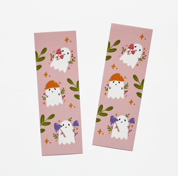 Mushroom Ghosts Bookmark, Fall Bookmarks, Halloween Bookmark, Ghost Bookmark, Cute Bookmarks, Gift Book Lover, Gifts For Readers, Bookmark