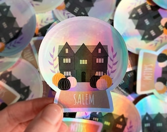 Holographic Salem Sticker, Halloween Stickers, Salem, Witch Stickers, Witch House, Fall Stickers, Salem Witch, Halloween Decor