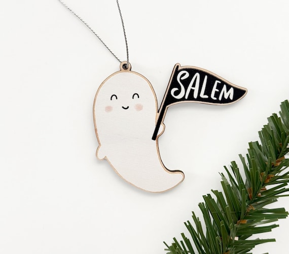 Salem Ghost Ornament, Salem Ornaments, Salem Massachusetts, Salem Gifts, Salem Christmas, Halloween Ornaments, Ghost Ornaments