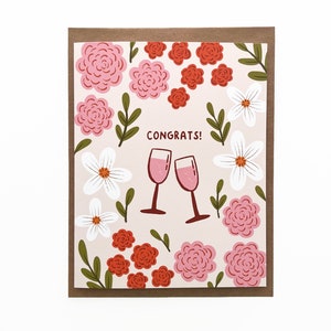 Floral Congrats Card, Cheers Card, Engagement Card, Trouwkaarten, Afstudeerkaart, Vieringskaarten, Zomerbloemen Congrats