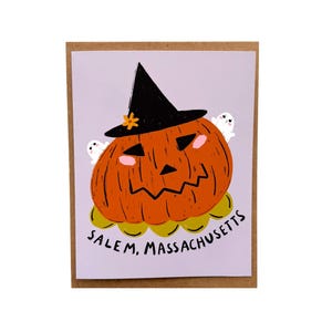 Carte citrouille Salem MA, Salem Massachusetts, carte Halloween, Salem, Nouvelle-Angleterre, cartes automne