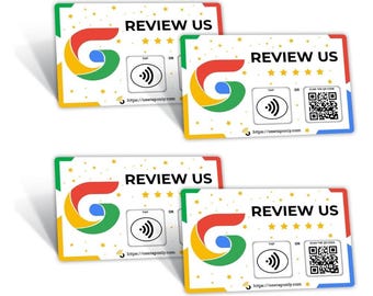 Google Review NFC Card | Tap to Review, QR Code (Pack of 4)