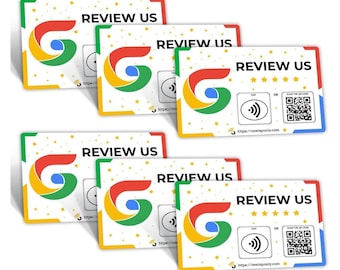 Google Review NFC Card | Tap to Review, QR Code (Pack of 6)