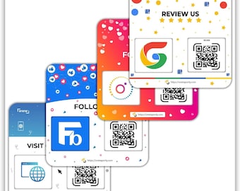 Social Media QR Review Plates & Stand Bundle — 4-Pack