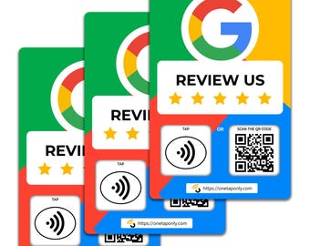 Google Review NFC Cards — 3-Pack With QR Code (English)