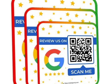 Google Review QR Code Stickers — 3-Pack | Peel & Stick to Review