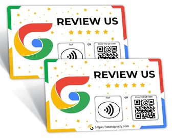 Google Review NFC Card | Tap to Review, QR Code (Pack of 2)
