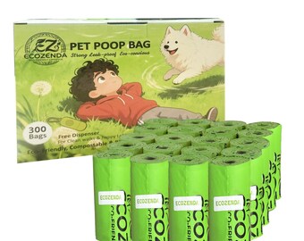 ECOZENDA Extra Thick Compostable Dog Poop Bags with Holder, 300, 20 Rolls,