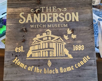 Sanderson Witch Museum - 10x10" Gray-washed Wood Plaque