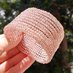 Handmade Artistic Wire Crochet Bracelet with European Seed Beads