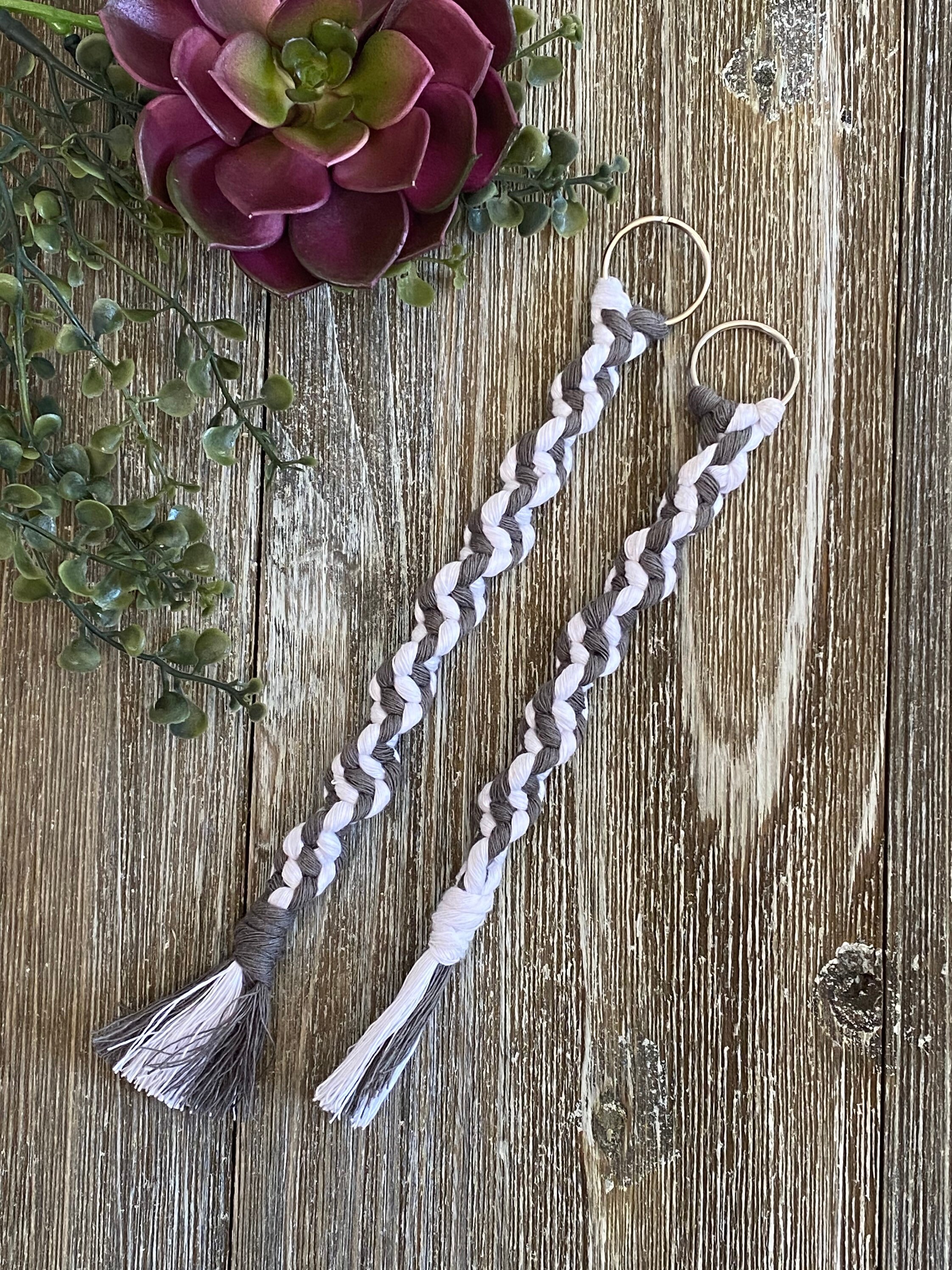 Spiral macrame keychain cord rope handmade braided knot Etsy