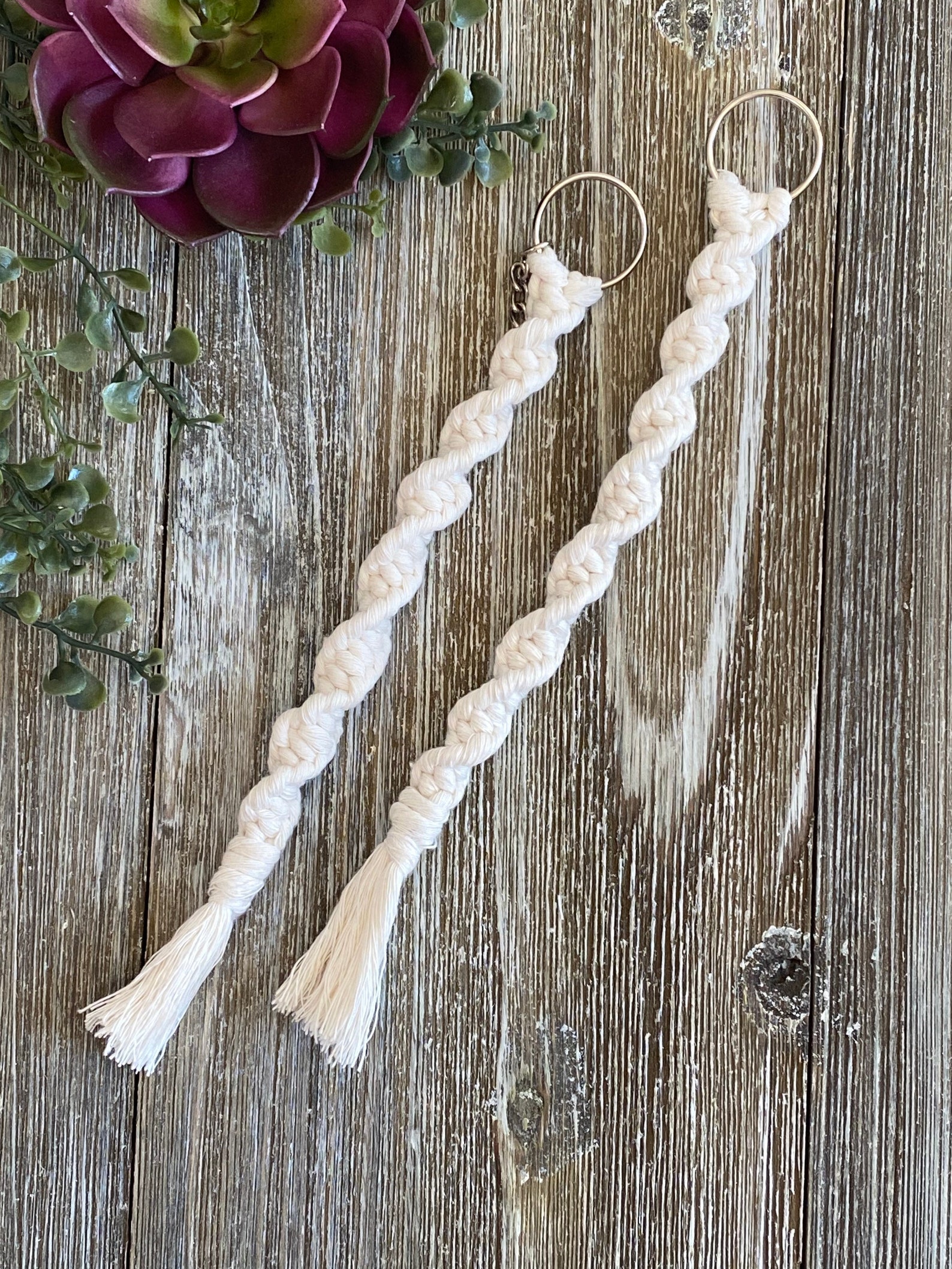 Spiral macrame keychain cord rope handmade braided knot Etsy