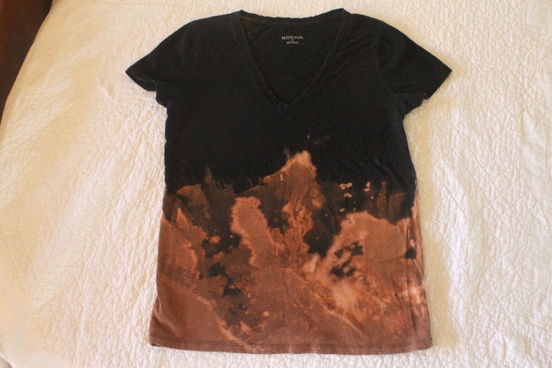 Women S Medium Black Dip Dyed Bleach T Shirt
