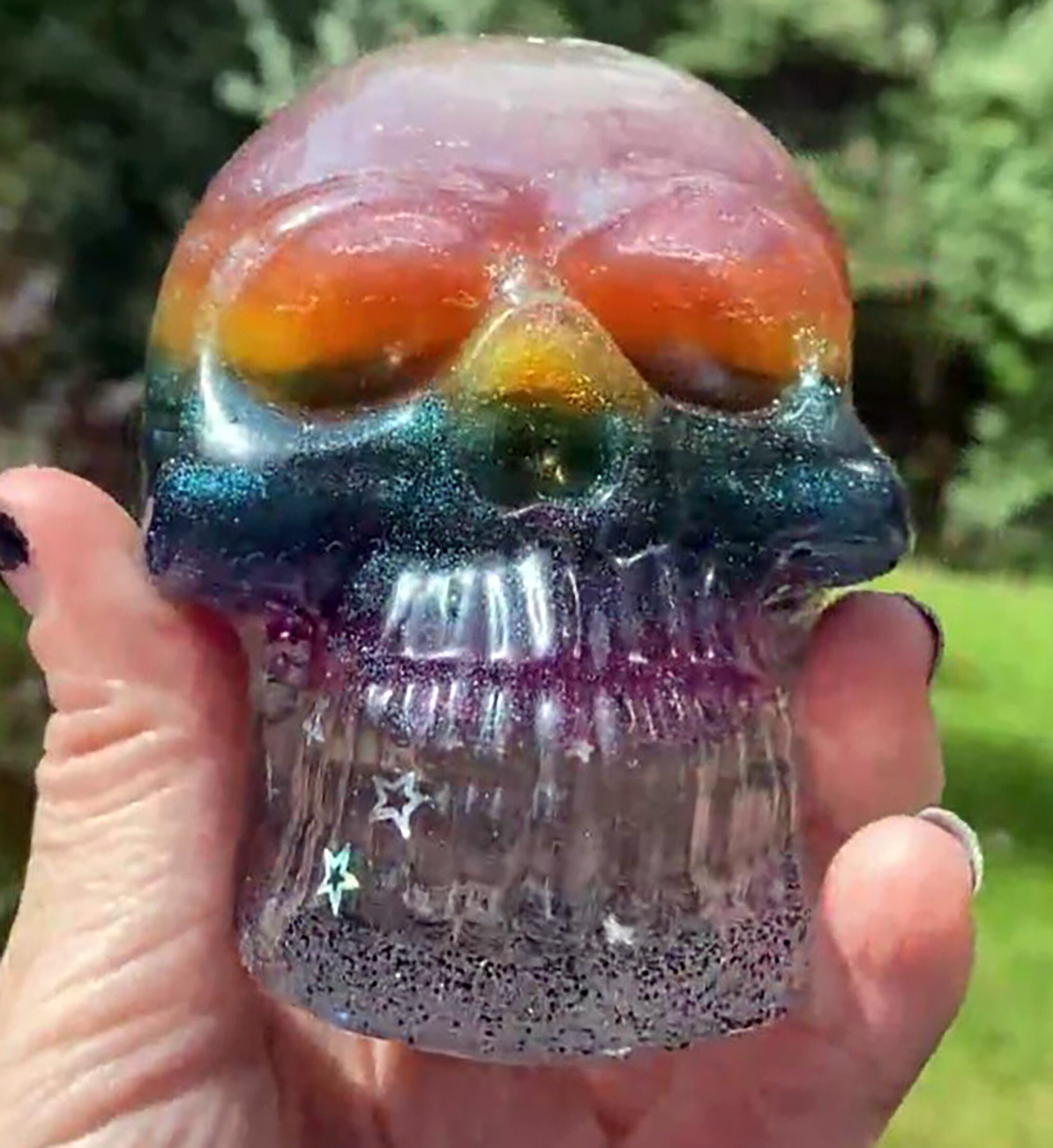 Rainbow Sparkle Skull, Rainbow Gift for Her, Gift for Him, Pride Gift